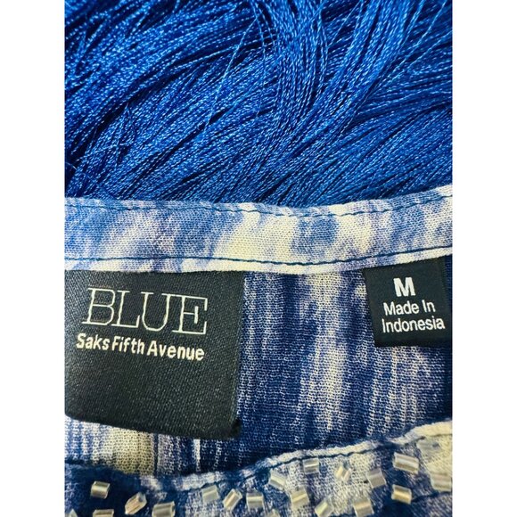 2/$30 Blue Saks Fifth Avenue M Tie-Dye Fringe Bathing Suit Cover Up - Picture 3 of 13